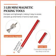 3-In-1 Heavy Duty Extendable Magnetic Pickup Tool, Flexible Magnetic Sweeper, Suitable For Hard-To-Reach Areas, Battery-Free, Ideal For Car And Construction Repair, Metallic Finish Surface, Durable And Sturdy - Red - View 6