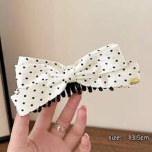 1個/2個裝 女款素色黑白波點蝴蝶結大號13CM香蕉夾 極簡學院風髮夾 髮飾 時尚高髮髻髮夾 時尚配件 女生優雅直立式髮夾 髮飾 適合通勤、上學、派對、約會、拍照、情人節禮物、髮爪 - 彩色 - 查看 7
