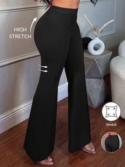 Pantalones de traje ajustados con pierna acampanada de cintura baja, color sólido, elegantes y sexys para fiesta y cita nocturna en otoño/invierno