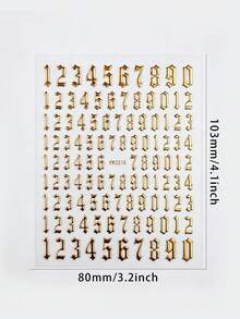 2pcs Gold Number Pattern Nail Stickers With Adhesive - Rose Gold - View 8