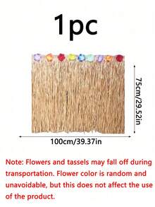 1件100x75厘米夏威夷风情草编桌裙，天然草编桌裙，芙蓉花装饰，夏威夷草裙舞风格，适合热带派对装饰、流苏派对装饰、夏威夷主题草编桌布、热带生日派对、夏季海滩派对用品，适用于热带夏威夷主题生日派对、丛林主题派对、泳池/海滩派对 - 多色 - 查看 13