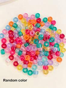 100pcs Fashionable Onion Pink Transparent Large Hole Braid Beads Set (random Color) - Multicolor - View 4