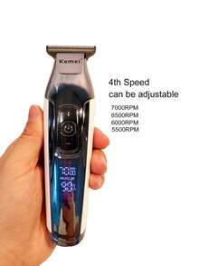 Kemei EKM-5027 Professional Barber T-Blade Clipper 0mm Gapped Carving Clipper Adjustable Speed Hair Trimmer With LCD Display Hair Clipper For Men Haircut Machine USB Rechargeable Haircutting Machine - Silver - View 4
