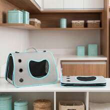 Pet Carrier With Window For Cats And Small Dogs, Breathable, Wide Handles, Ideal For Walks - Cadet Blue - View 3