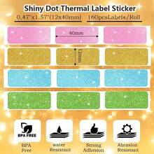 12x40mm Nhãn dán lấp lánh cho máy in nhãn Markife P15 P12 P11 D30 Q30S, chống nước, tự dính, giấy chủ đề - 12x40mm - Xem 2