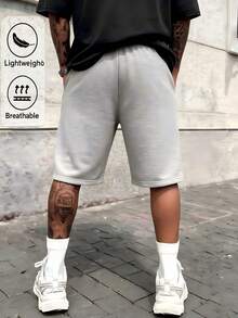 Men's Light Gray All-Season Sports Outdoor Casual Street American Style Jogging 3/4 Pants - Light Grey - View 7