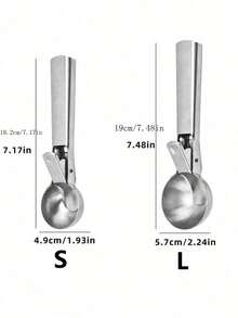 1pc Stainless Steel Ice Cream Scoop, Fruit Spoon, Durable Ball Excavator, Suitable For Watermelon, Cantaloupe, Papaya, Ice Cream And Fruit Scooping, Fruit Ball Spoon And Ice Cream Tool, Ice Cubes, Party, Travel, Outdoor, Wedding, Birthday, Camping, Graduation, Bachelorette Party, Kitchen Tool, Kitchen Essential, - Silver - View 9