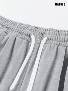 Men's Summer Casual 3/4 Pants, Drawstring Waist, Fashionable And Comfortable, Suitable For Daily Wear And Outdoor Sports Fall - Light Grey - View 9