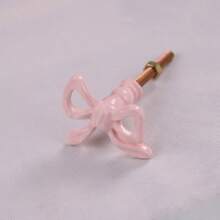 1/10/15/20pcs Pink Bow Knobs, Girly Style Pull Handles, Wardrobe, TV Cabinet, Bookshelf, Sliding Door, Single Hole Bow Handles - single hole - View 2