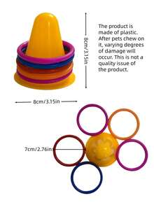 Juguete para aliviar el aburrimiento de los conejos, juguete para masticar de conejos, juguete de anillo, juguete rompecabezas para conejos, cubo de hielo transpirable para cobayas, incluye 5 anillos de colores aleatorios - Multicolor - Ver 10