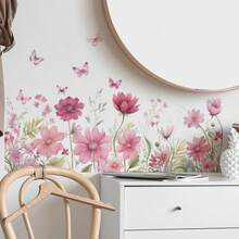1pc Colorful Floral & Butterfly Wall Decal,Stickers,Wall Decal, Vinyl Decal For Home Decorations,Spring Decoration Items Refresh Your Home,Rama Decoration Stickers Gifts Birthday Graduation - TF031 - View 5