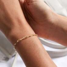 Braccialetto da donna in catena dorata, braccialetto con spilla dorata, braccialetto a fermaglio, braccialetto circolare in acciaio inossidabile, braccialetto casual estivo da spiaggia, gioiello in acciaio inossidabile alla moda, regalo per lei - Dorato - Visualizzare 1