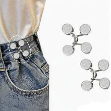 2/4/6/8Sets Nail-Free Metal Jeans Button Snaps Detachable Pants Clips Buttons Pins DIY Waist Tightener Clothing Buckles Sewing Tools - Multicolor - View 19