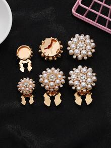 1/3pcs 18/26/29mm Women's Elegant Rhinestone Faux Pearl Button Covers, Crystal Button Covers, Removable Clip-On Button Covers, Crystal Glamorous Buttons For Clothing, With Pliers Press Button, Lead Color - Multicolor - View 10