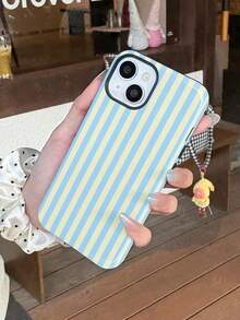 1pc Minimalist Artistic Colorful Striped Pattern Glossy 2-In-1 Film Shell Full Coverage Hard Phone Case Compatible With Samsung/ 11/12/13/14/15/16/17 Pro Max - Multicolor - View 3