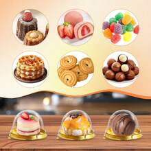 100/50pcs Gold Dessert Cake Boxes, Gold Pudding Boxes, Transparent Mousse Cake Boxes, Suitable For Wedding, Christmas Gifts, Also Suitable For Cake, Candy And Chocolate Packaging, Ideal Choice For Wedding, Party And Gifts, - Multicolor - View 4
