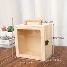 1pc Wooden Storage Box In Different Sizes For Home, Suitable For Decor, Gift For Friends, Transparent Lid Exquisite Creative Storage Box Gift Box - Multicolor - View 13