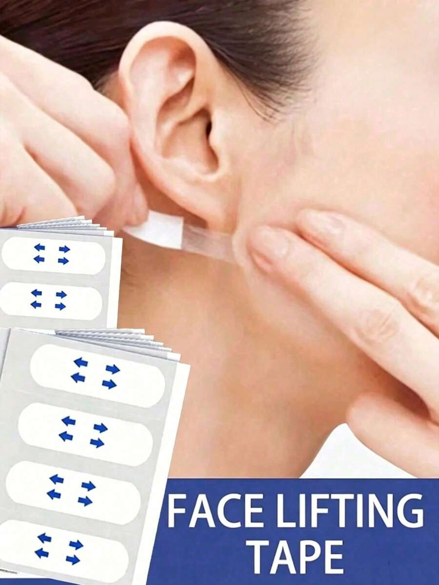 200片/80片/40片/4片 隱形臉部提拉膠帶，臉部提拉膠帶，女性即時臉部提拉膠帶，皮膚提拉與遮瑕化妝膠帶，適用於雙下巴與頸部，臉部瘦身 - 無酒精，適合所有膚質，男女通用
