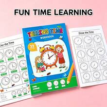 32-Page Telling Time Workbook Educational Gift For Kids,Analog Clock Practice Screen Free Learning For Kids Time Recognition With Coloring&Matching Games Clock Learning Workbook For Kids Age 3-6 - Clock - View 4