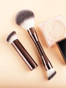 ronshadow Set 2 Kuas Makeup Multifungsi Dua Ujung, Kuas Bedak Ujung Bulat & Kuas Perona Pipi + Kuas Alas Bedak Ujung Datar, Kuas Makeup 2-in-1 untuk Alas & Pengatur Riasan - MultiWarna - View 5