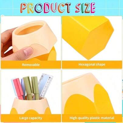 12pcs/4pcs/1pc Colorful Pencil-Shaped Desktop Storage Box - Portable Design, Can Separately Store Pens And Pencils, Suitable For Students, Office And Home Use, Cute Cartoon Design, Office Supplies. Fun Design. Portable Storage Box And Pencil Case, Suitable For Christmas Use. (Style And Color Random, No Fixed Color, Color Difference Is Normal But Does Not Affect Use) Back To School Season Essential