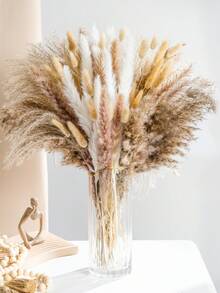 43.18cm Brown Artificial Reed Grass Bundle, Large Capacity Rabbit Tail Grass, Bohemian Style Natural Fluffy Reed, Wedding Home Tabletop Party Decoration (Classic Style) - Brown - View 3