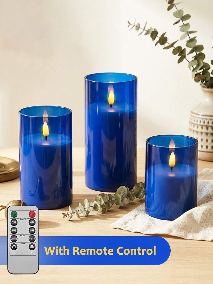 3pcs Flameless Candle Lights, With Remote Control/Timer Function, Battery Powered, Suitable For Christmas, Halloween, Valentine's Day, Mother's Day, Gift, Birthday, Proposal, Wedding, Dining Table, Party