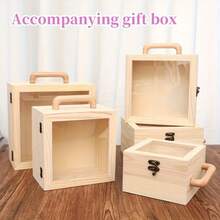 1pc Wooden Storage Box In Different Sizes For Home, Suitable For Decor, Gift For Friends, Transparent Lid Exquisite Creative Storage Box Gift Box - Multicolor - View 5