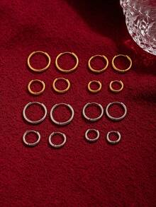 6件套（3对）304不锈钢耳环，金银色小号耳钉，多尺寸简约耳骨耳环套装 - 耳環 - 查看 6
