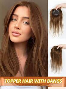 Natural Hair Topper, Silky Skin Tone Base, Virgin Human Hair Topper, Invisible Clip-In Hair Topper, T-Part Hair Topper, Perfect Solution For Thinning Hair #4 - S4 - View 1