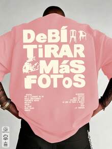 Bunny "DtMF" Puerto Rican Fun Frog Print Men's Summer Clothing, Unisex Music Festival Fit T-Shirt, Men's T-Shirt - 粉色 - 查看 2