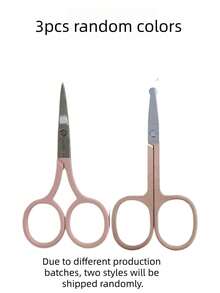 1pc Black Stainless Steel Cross-Stitch Embroidery Scissors, Eyebrow Trimming Small Scissors, Beauty Makeup Tool, Random Packaging Bag - Pink - View 8