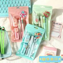 1套高美感棒棒糖文具組,小學生學習獎勵文具小禮物,班級團購7合1多功能文具組 - 4色可選,點亮辦公時光,包含推拉橡皮擦、螢光筆、原子筆及更多工具,創意人士理想的7件組文具組合! - 套裝 - 查看 8