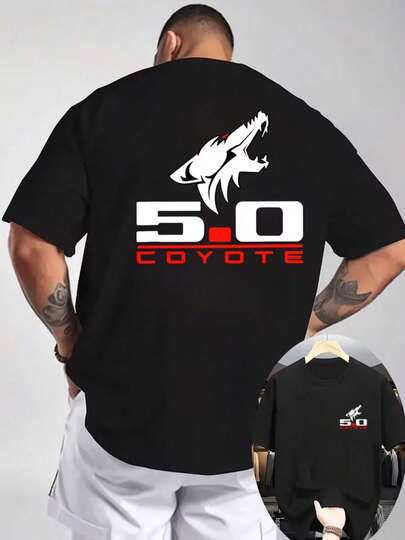 Coyote 5.0 Graphic T-Shirt For Men - Urban Fashion, Comfortable And Cool, Made Of 100% Cotton, Eye-Catching Print, Crew Neck, Short Sleeve For Summer, Hip Hop T-Shirt