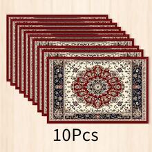 1pc Persian Style Placemat, Breakfast Mat, Coffee Mat, Coaster Set, Bowl & Plate Mat, Home Decor, Kitchen Accessory, Easy To Clean Placemat, Suitable For Family, Kitchen & Dining Table Decor, Holiday Gift, Multi-Piece Set, Linen Placemat - Multicolor - View 14