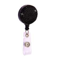 1pc Colorful Rhinestone Retractable ID Badge Reel, Adjustable Length, Hard Shell ID Card Holder Keychain Suitable For Metro Card, ID Card, Work Badge, Student ID, Exhibition Badge, Event Pass - Clay With Diamonds - View 44