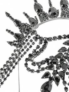 Exaggerated Rhinestone Crown Headband Carnival Geometric Tassel Headpiece Party Accessory - Multicolor - View 4