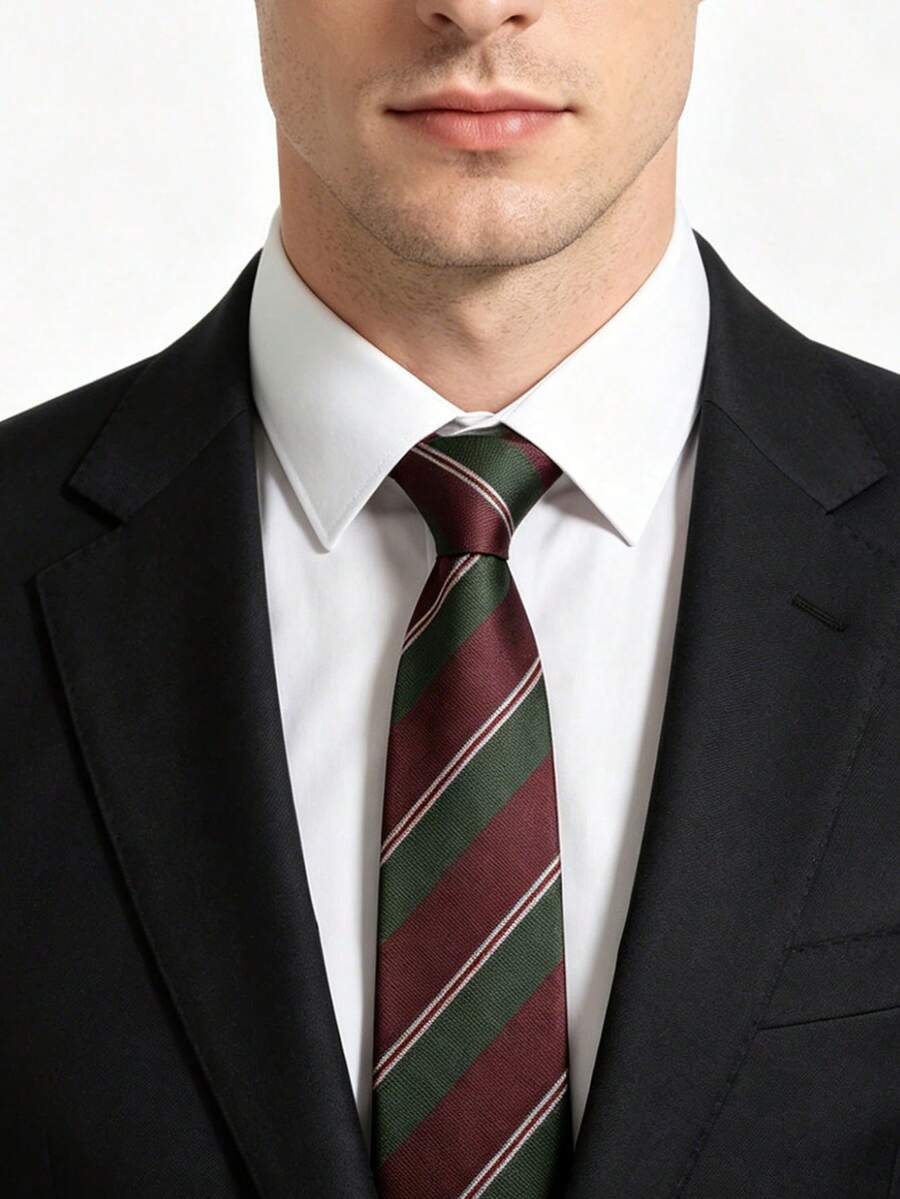 1件綠色格紋針織男士領帶,適合休閒、婚禮、派對及其他場合 - 綠色 - 查看 1
