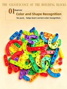 20/68/208PCS Children's Versatile Strip Block Toy Set, Multi-Color Multi-Shape DIY Plug-In Toy, Baby Educational Enlightenment Early Learning Toy, Kindergarten 3D Spatial Thinking Toy For Boys And Girls, Building Strip Block Assembly Toy, Hands-On Brain-Boosting Logic Thinking STEM Training Toy, Birthday Gift Holiday Gift With Storage Bag - Multicolor - View 8