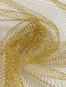 1pc Gold Thread Hexagonal Mesh Fabric, Honeycomb Hexagonal Mesh Cloth, Craft Gift Box Packaging Shoe Material Bag Mesh Fabric - Gold - View 1