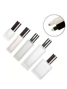 3 Peças/Conjunto Frasco Quadrado Fosco 3ml|5ml|10ml|15ml|20ml Âmbar/Preto Recarregável Perfume Óleo Essencial Loção Dispensador de Bola Rolante de Aço Inoxidável Frasco Portátil Simples Fragrância Óleo Medicinal Rolante de Massagem Frasco Vazio Vidro Transparente Espesso Proteção contra Luz Tampa de Alumínio - Multicolorido - Visão 6
