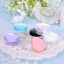 5pcs/10pcs/20pcs Mini Transparent Cream Jars With Transparent Lids, Plastic Cosmetic Empty Sample Jars, Small Cosmetic Sample Containers, Multi-Color Cream, Lotion, Lipstick, Eyeshadow, Nail Powder, Jewelry, Powder Cake, Etc., Portable Reusable Travel Essential, Empty Sample Bottles - Pink - View 7