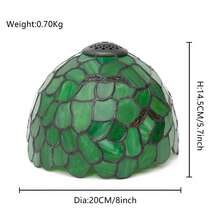 1個綠葉風格彩色玻璃燈罩，頂部直徑1cm，底部直徑20cm，桌燈、吊燈、壁燈、吸頂燈替換燈罩 - 款式 06 - 查看 4