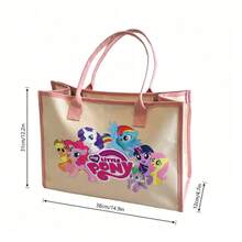 Miniso Túi tote vải canvas My Little Pony Mane Six & Spike viền hồng, nền màu be - Hồng - Xem 5
