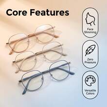 1pc Women's Student Style Lightweight Round Frame Glasses, Suitable For Computer, Reading, Gaming, TV, Phone, Ideal Choice For Women's Eyewear Accessories - 1 Piece Of Blue Silver - View 7
