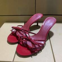 Women Heeled Sandals - Burgundy - View 1