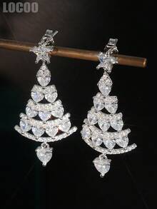 1 Pair Elegant Cubic Zirconia Earrings, Designed For Women, Suitable For Wedding, Engagement, Anniversary Party, Valentine's Day Gift - 1# - View 6