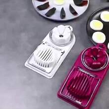1pc 2-In-1 Egg Slicer, Stainless Steel Wire Egg Cutter For Hard Boiled Eggs, Multifunctional Kitchen Gadget (White/Red) - Multicolor - View 6