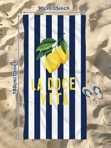 1 pieza, Toalla de playa con estampado de patrón de limón minimalista de líneas, Toalla de playa a rayas coloridas, Toalla de playa de gran tamaño, Toalla de playa a rayas suave y absorbente, Perfecta para viajes, vacaciones, diversas toallas deportivas, toallas de baño, uso en piscina y camping, Toalla tejida moderna esencial para viajes, Material altamente absorbente - azul real - Ver 11