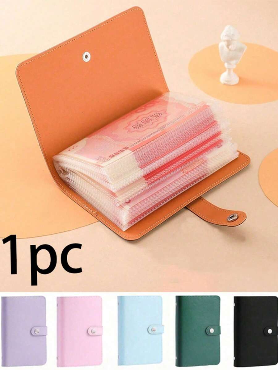 1 pieza Cartera corta para mujer, monedero mini de unicolor, cartera de estilo coreano neutro, cartera pequeña de cuero PU con tarjetero, con banda elástica, monedero portátil multifuncional creativo, diseño vintage - Multicolor - Ver 1